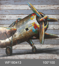 Load image into Gallery viewer, Home deocr meta wall art,airplane.
