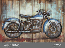 Load image into Gallery viewer, 100% handcrafted artwork, the best gift for a lover of motorcycles. The product is unique. It is also a good product for furniture decoration, suitable for hotels, living rooms, corridors, stairs, balconies, garages.
